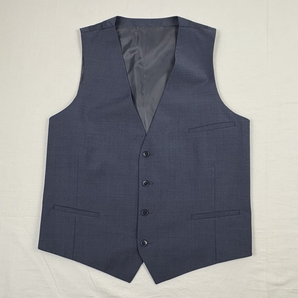 bar III Vest/Waistcoat XL Navy Slim Fit Back Strap Buckle Wool Blend EUC